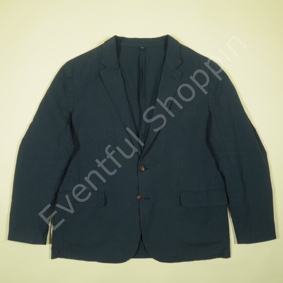 J Crew Ludlow Slim Unstructured Blazer Mens 46R Blue Mcnutt Cotton Linen Jacket - Picture 2 of 9